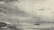 Amaldus Clarin Nielsen Norveg tengerpart oil painting